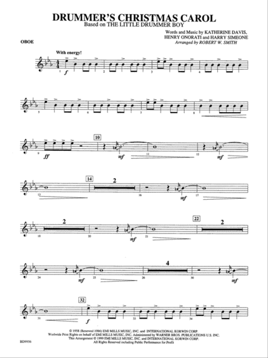 Drummer's Christmas Carol: Oboe Concert Band scores gallery preview page 1