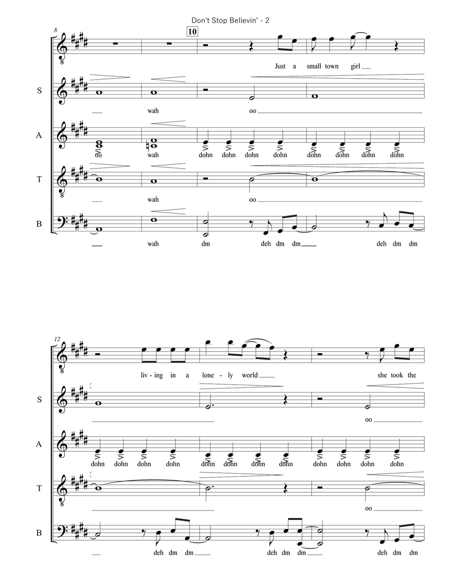 Don't Stop Believin' Don't Stop Believin' 4-Part scores gallery preview page 2