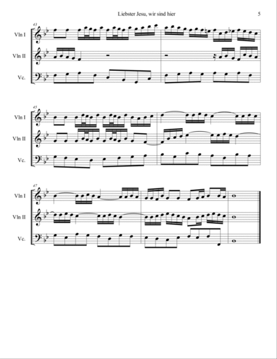 Liebster Jesu, wir sind hier (trio). BACH J.S. - BWV 754 String Trio scores gallery preview page 5