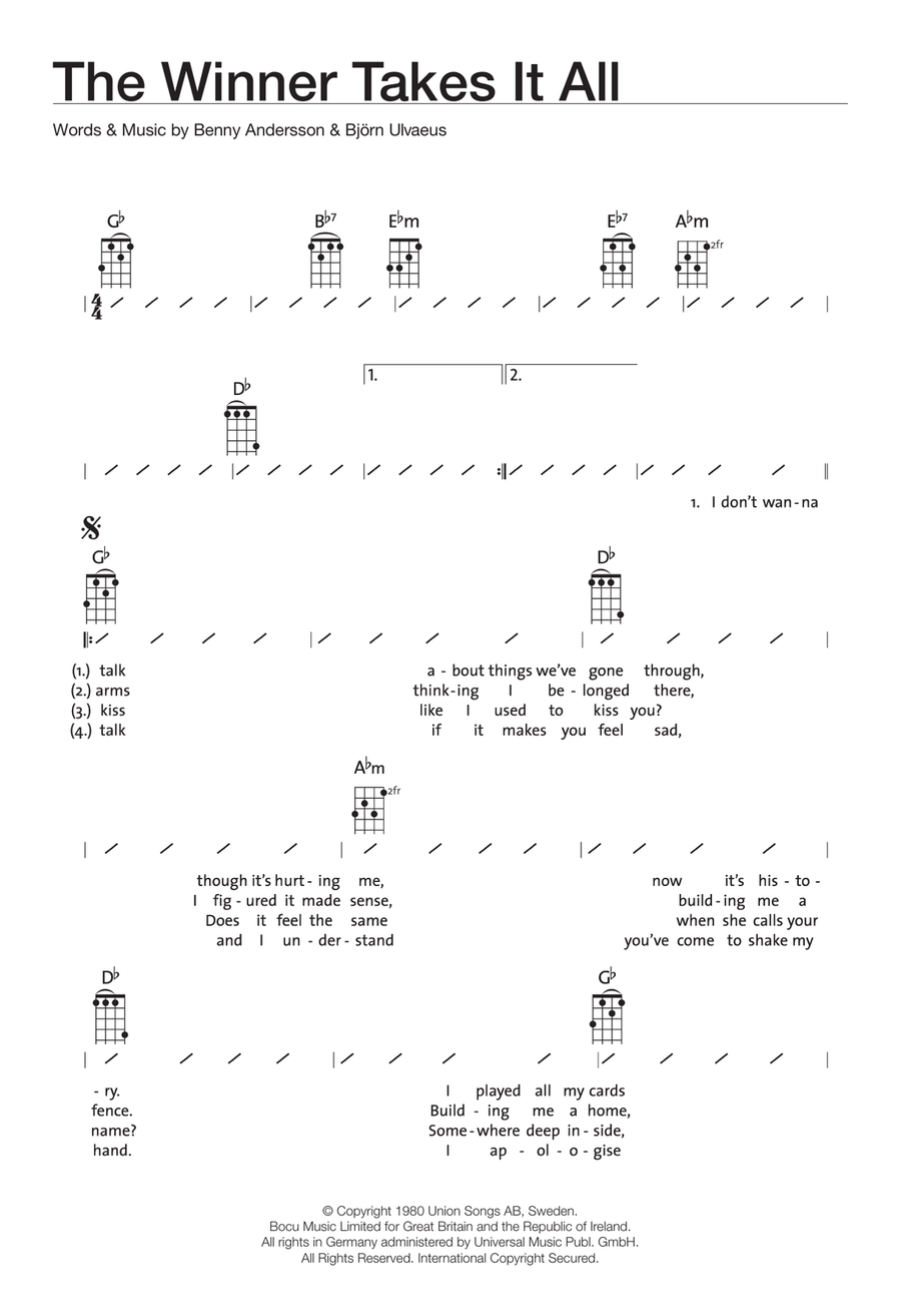 The Winner Takes It All Ukulele scores gallery preview page 1
