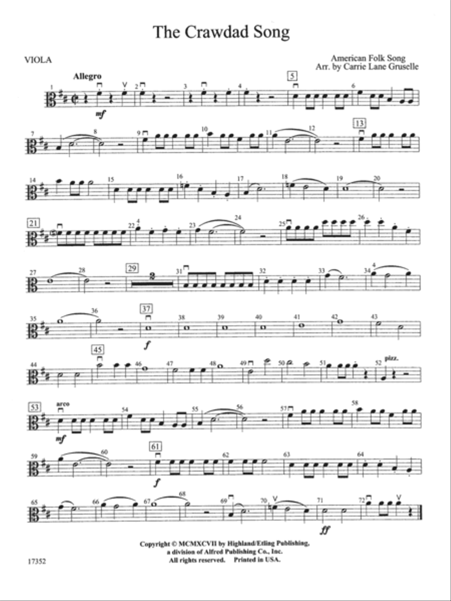 The Crawdad Song: Viola String Orchestra scores gallery preview page 1