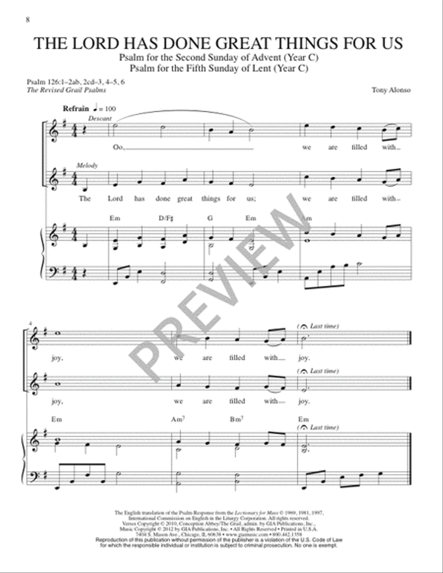 The Lyric Psalter, Year C Piano scores gallery preview page 10