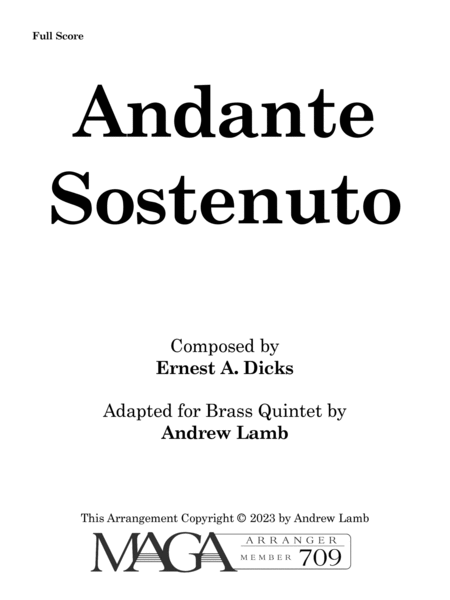 Ernest Dicks | Andante Sostenuto | for Brass Quintet image number null