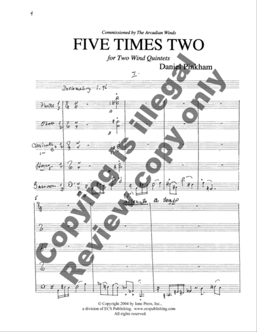 Five Times Two Woodwind Quintet scores gallery preview page 3