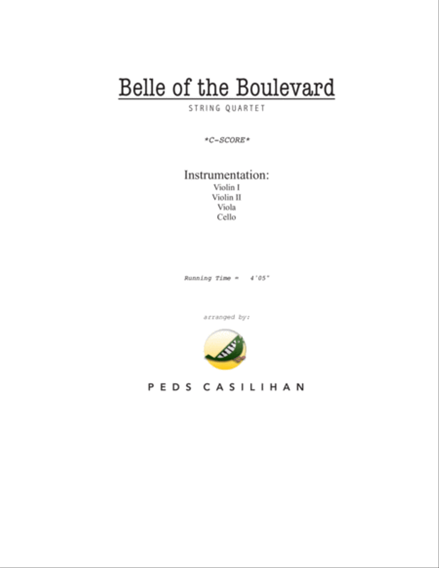 Belle Of The Boulevard Belle Of The Boulevard String Quartet scores gallery preview page 1