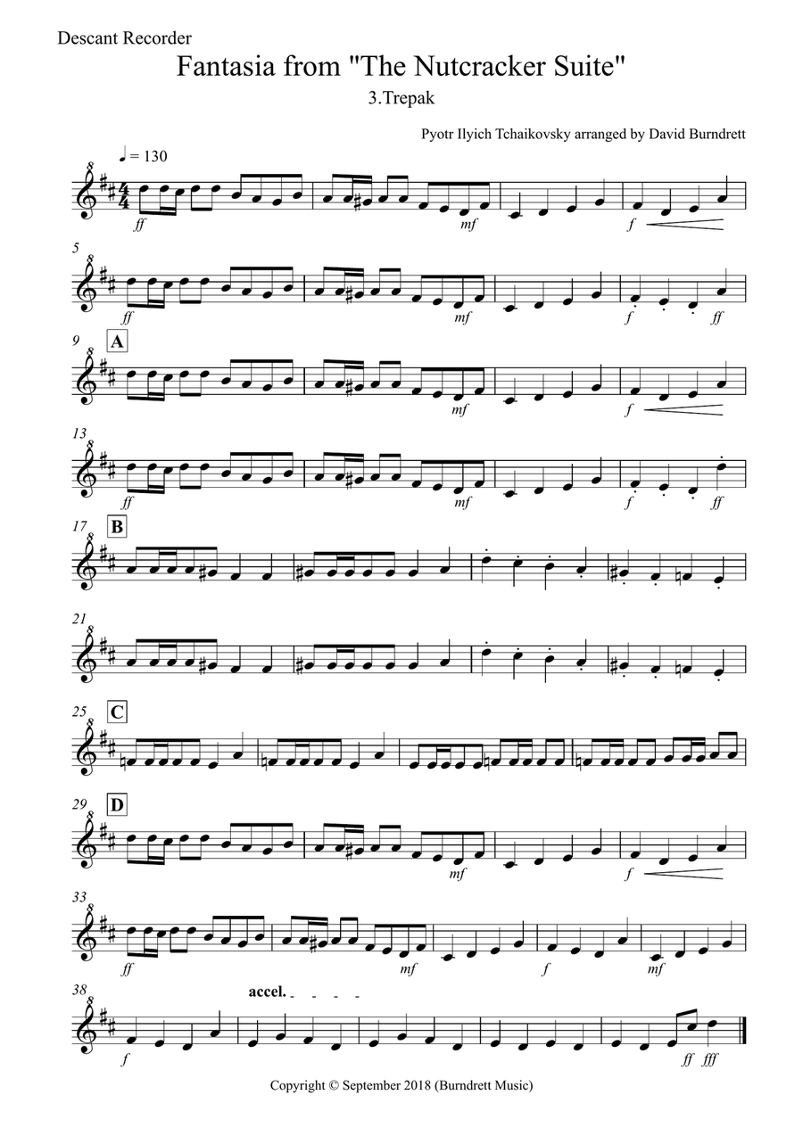 Trepak (Fantasia from Nutcracker) for Recorder Quartet Recorder scores gallery preview page 4