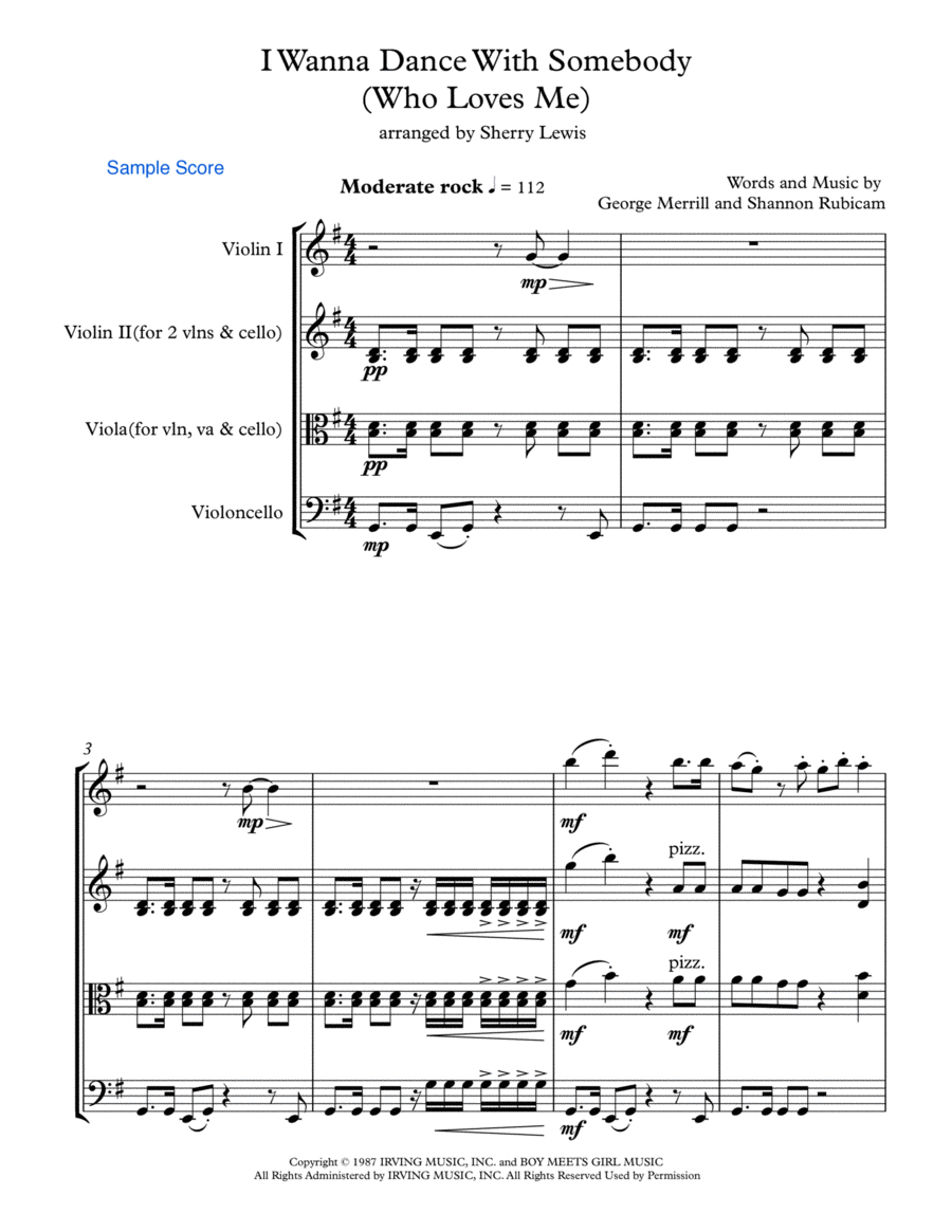 I Wanna Dance With Somebody String Trio scores gallery preview page 1