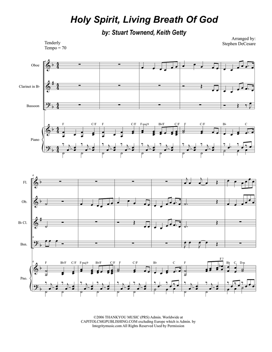 Holy Spirit, Living Breath Of God Woodwind Quartet scores gallery preview page 1