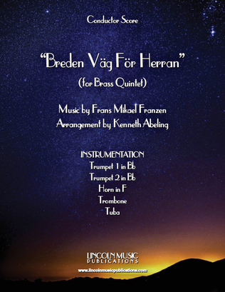 Book cover for Breden Väg För Herran (Prepare the Royal Highway) (for Brass Quintet & optional Organ)