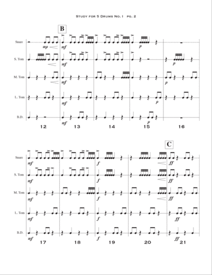 Study for 5 Drums No. 1 Study for 5 Drums No. 1 Percussion Ensemble scores gallery preview page 3