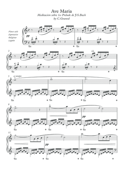Ave Maria piano solo pdf by Gounod Bach