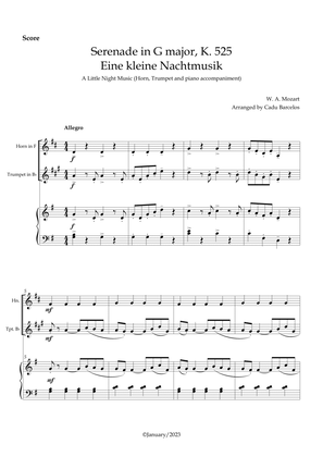 Serenade in G major, K. 525 / Eine kleine Nachtmusik /A Little Night Music - Trumpet, Horn and piano