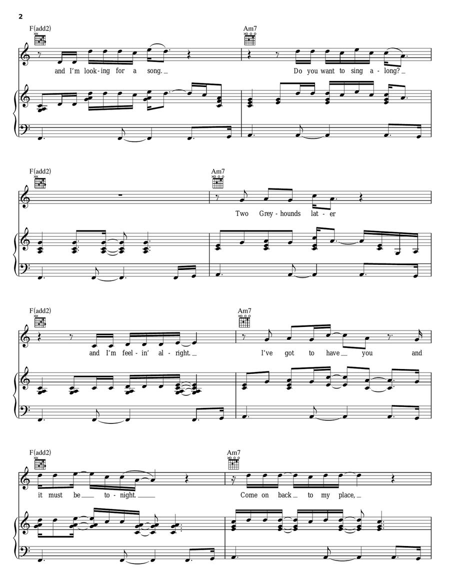 An Unexpected Rain Piano, Vocal, Guitar scores gallery preview page 2