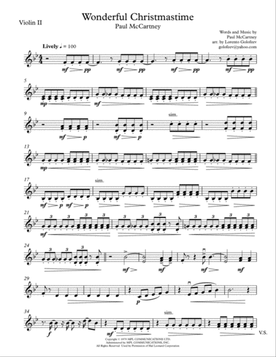 Wonderful Christmastime String Quartet scores gallery preview page 3