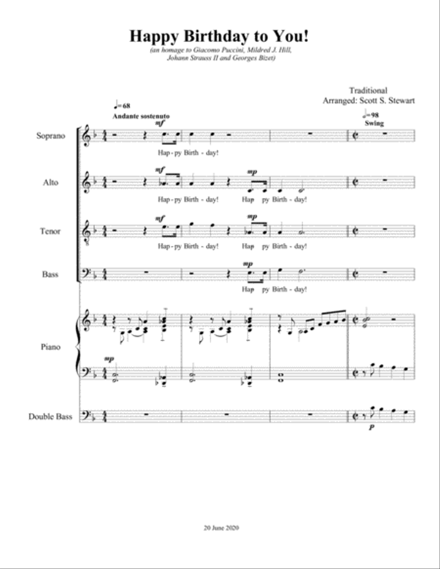 Happy Birthday to You! Happy Birthday to You! 4-Part scores gallery preview page 1