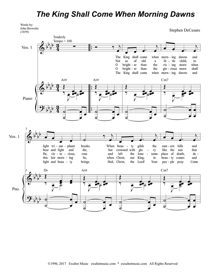 The King Shall Come When Morning Dawns (2-part children's choir) 2-Part scores gallery preview page 1