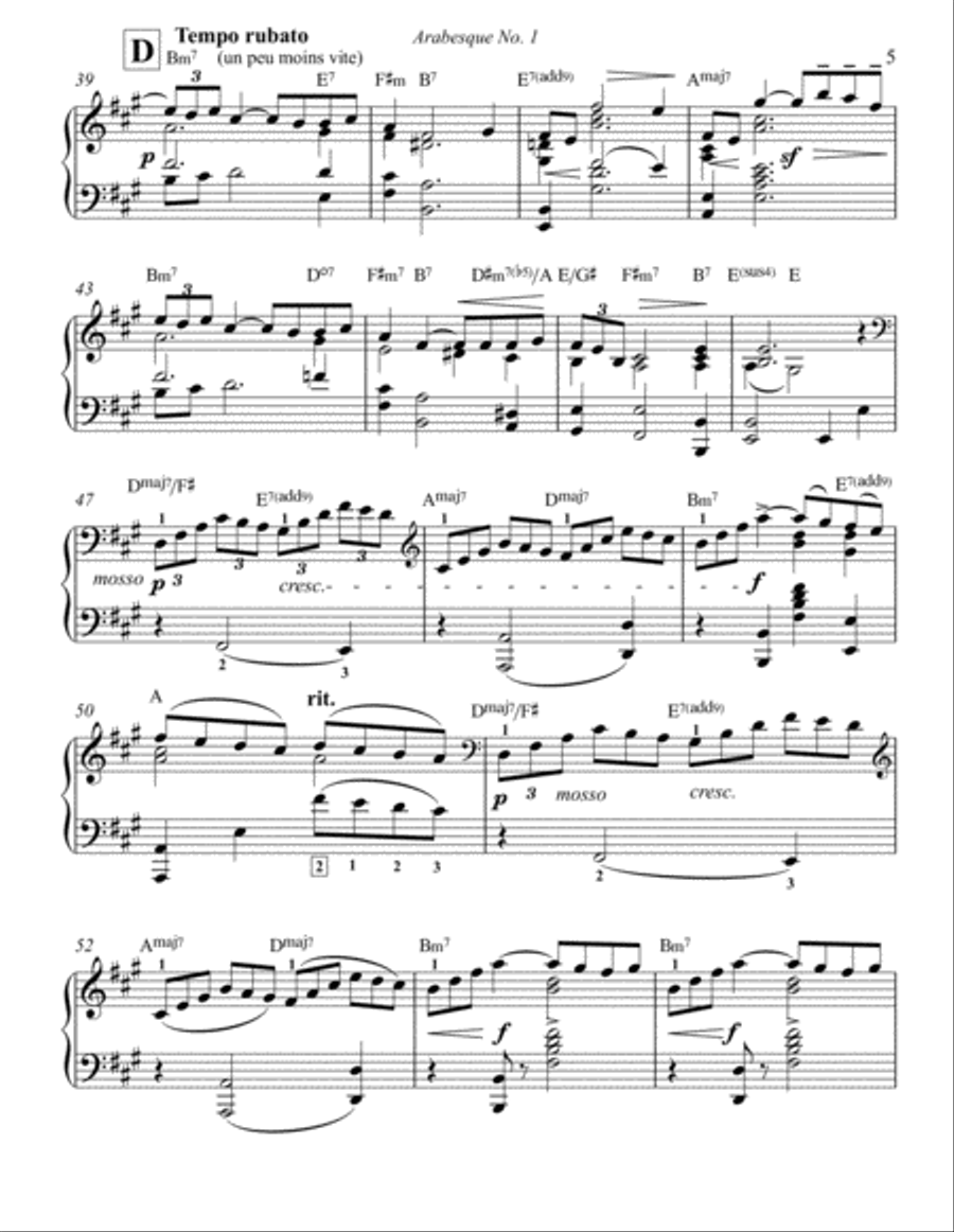 Arabesque No. 1 (Debussy) with piano fingering Piano Solo scores gallery preview page 5