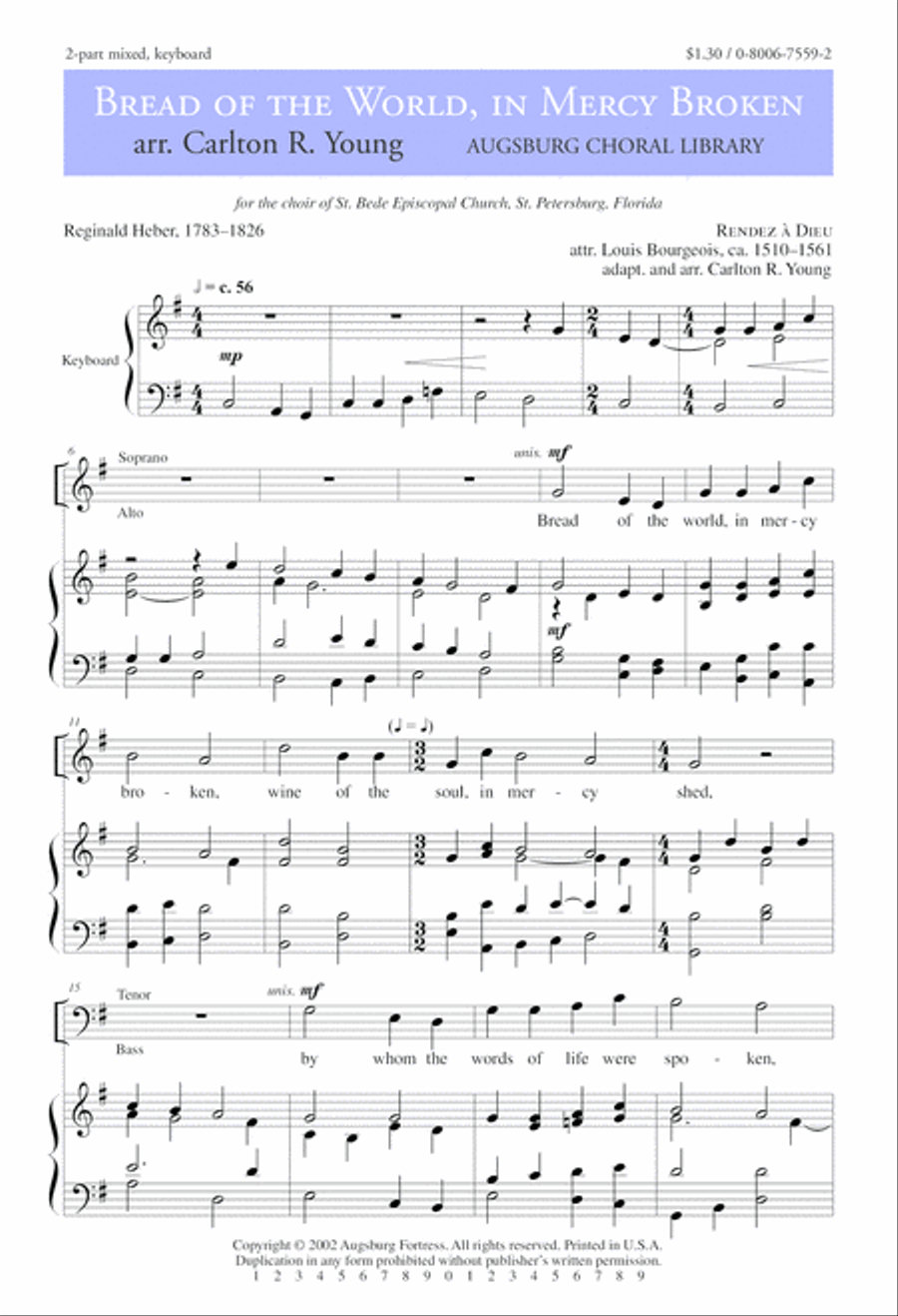 Bread of the World, in Mercy Broken 2-Part scores gallery preview page 2