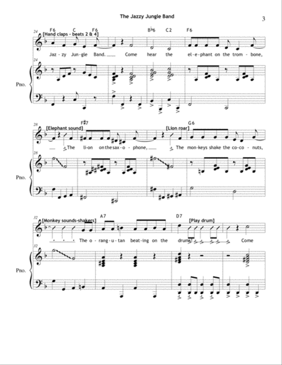 The Jazzy Jungle Band Unison Choir scores gallery preview page 3