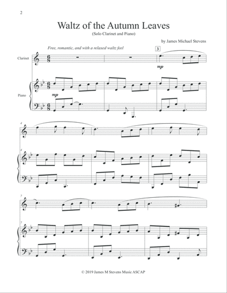 Waltz of the Autumn Leaves - Clarinet & Piano Clarinet Solo scores gallery preview page 2