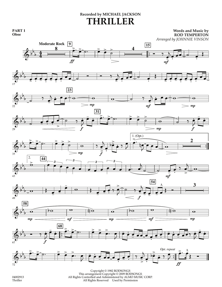 Thriller - Pt.1 - Oboe Thriller - Pt.1 - Oboe Concert Band scores gallery preview page 1