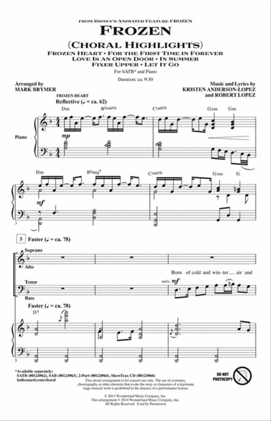 Frozen (Choral Highlights) Show Choir scores gallery preview page 2
