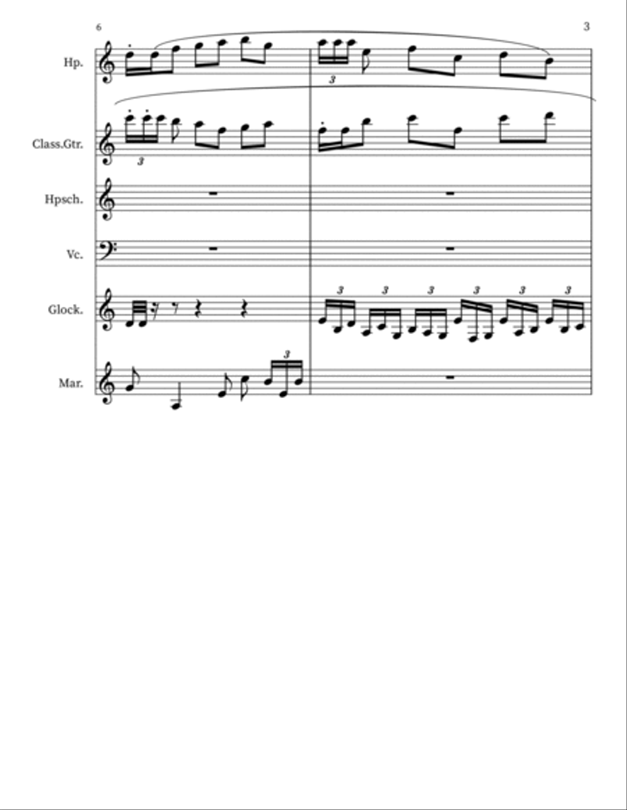 Ambrosia 72 for Harp. Percussion, Guitar, Harpsichord... Small Ensemble scores gallery preview page 3