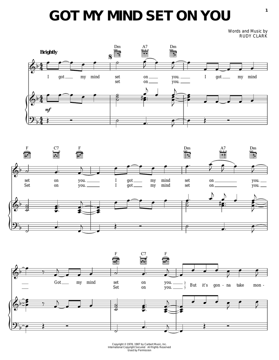 Got My Mind Set On You Acoustic Guitar scores gallery preview page 1