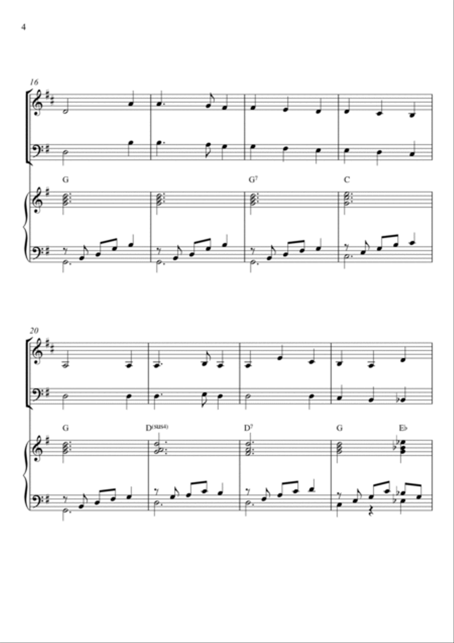 Traditional - Away In A Manger (Trio Piano, French Horn and Double Bass) with chords Small Ensemble scores gallery preview page 4