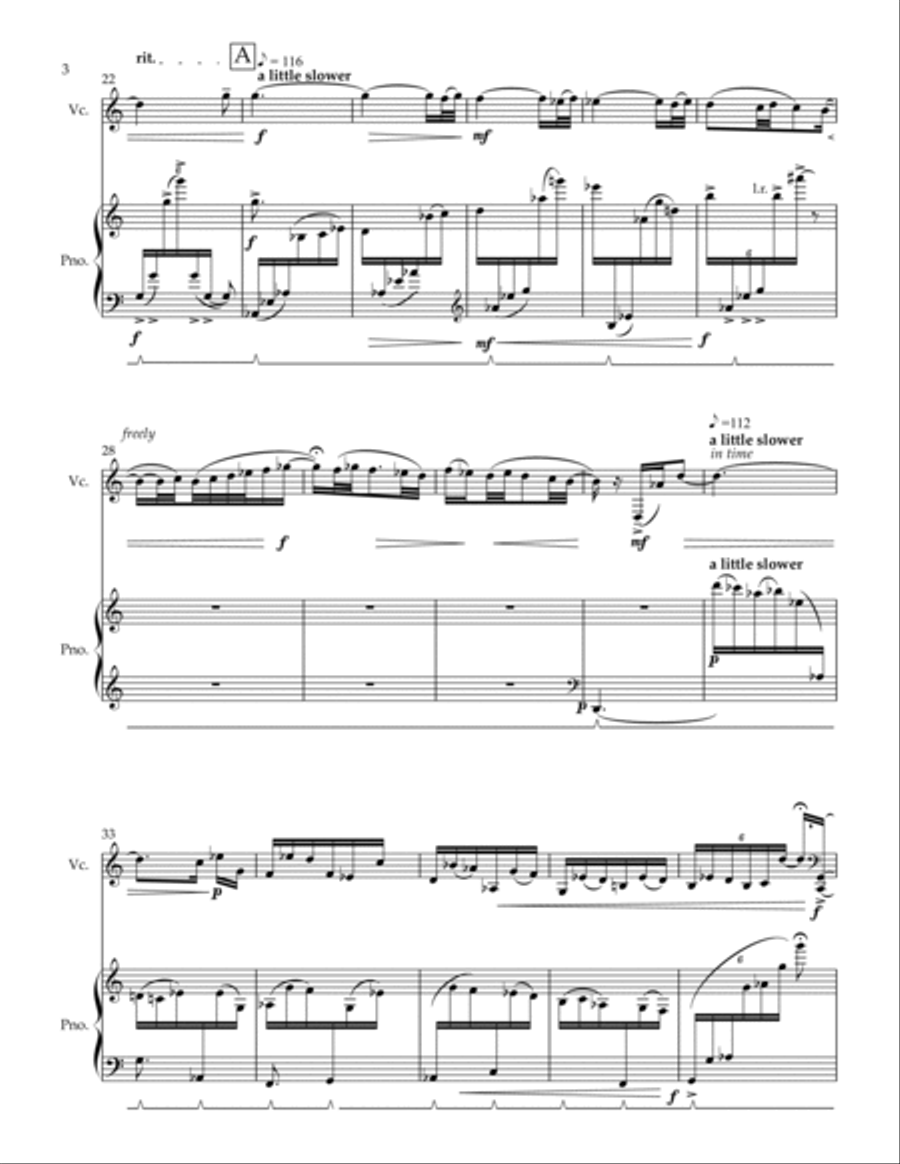 Damselfly Prelude - five-string baroque cello (or violoncello) and fortepiano (or piano) Chamber Music scores gallery preview page 4