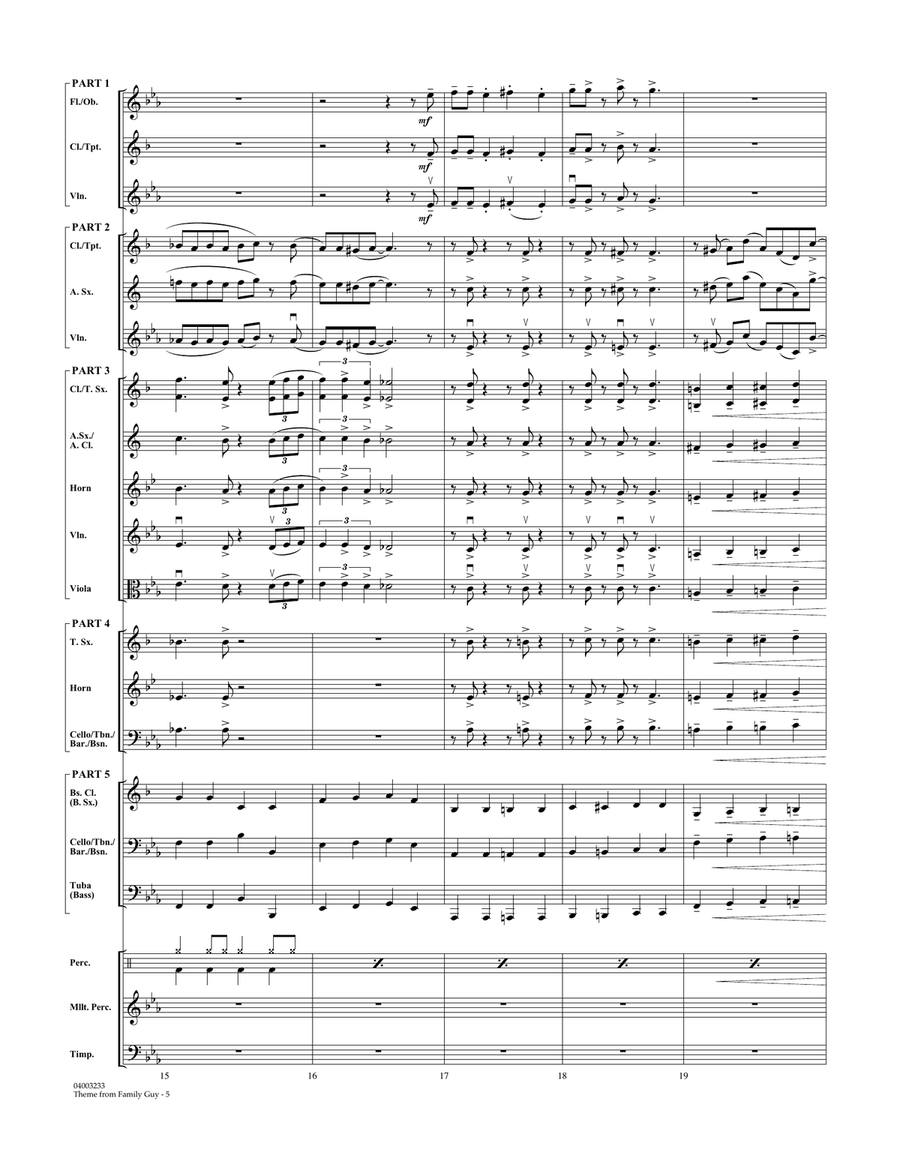 Family Guy (Theme) - Full Score Concert Band scores gallery preview page 5