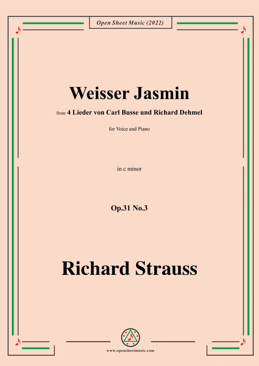 Richard Strauss-Weißer Jasmin,in c minor,Op.31 No.3 Voice scores gallery preview page 1
