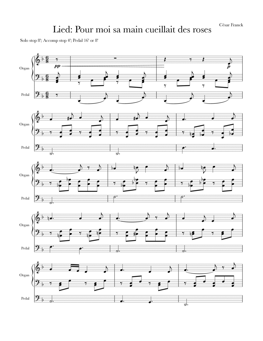Leid (For me her hand culled the roses) Organ Solo scores gallery preview page 1