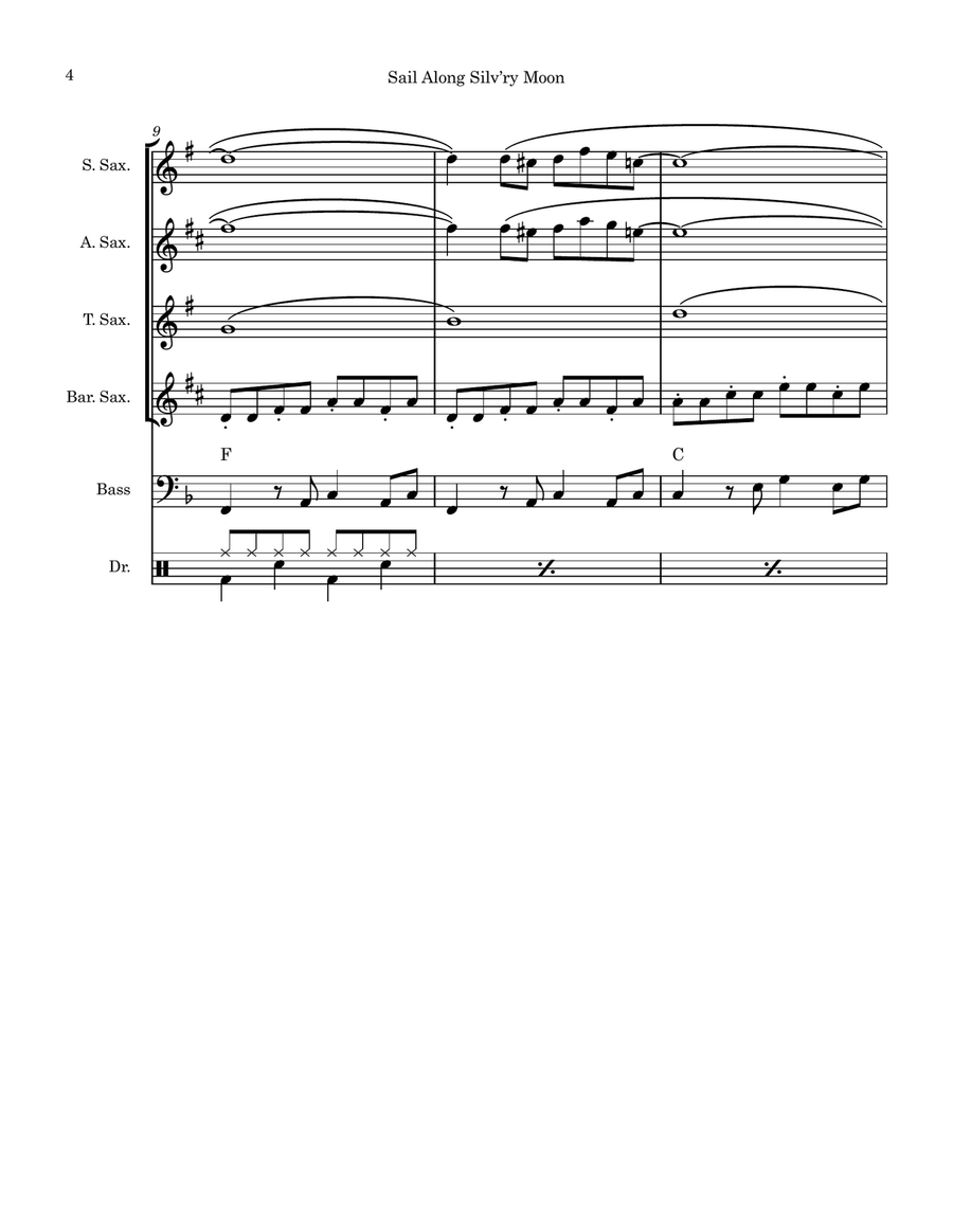 Sail Along, Silv'ry Moon Saxophone Quartet scores gallery preview page 4