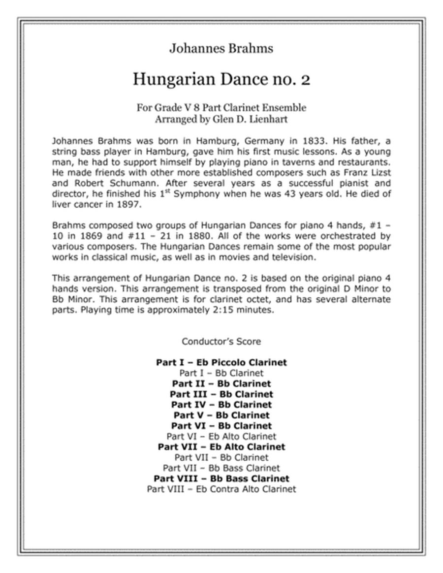 Hungarian Dance no. 2 (Clarinets) image number null