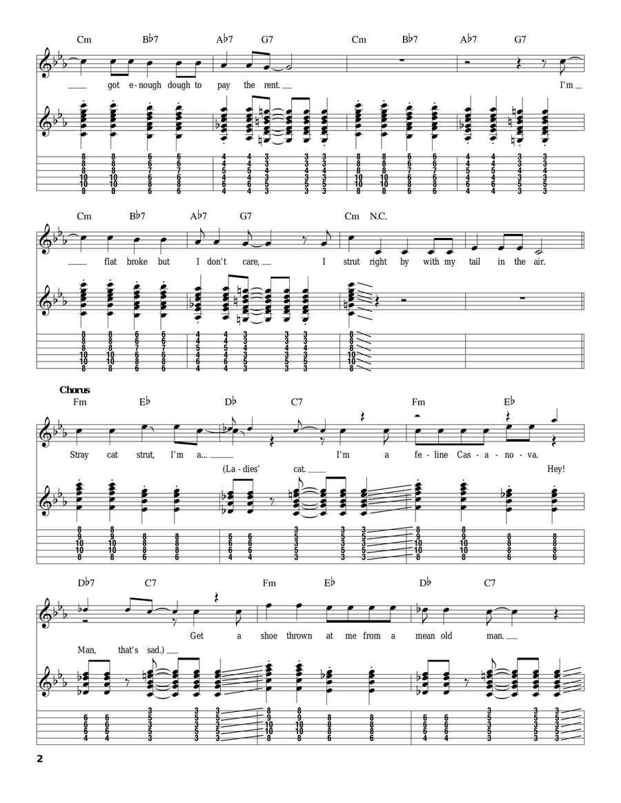 Stray Cat Strut Acoustic Guitar scores gallery preview page 2