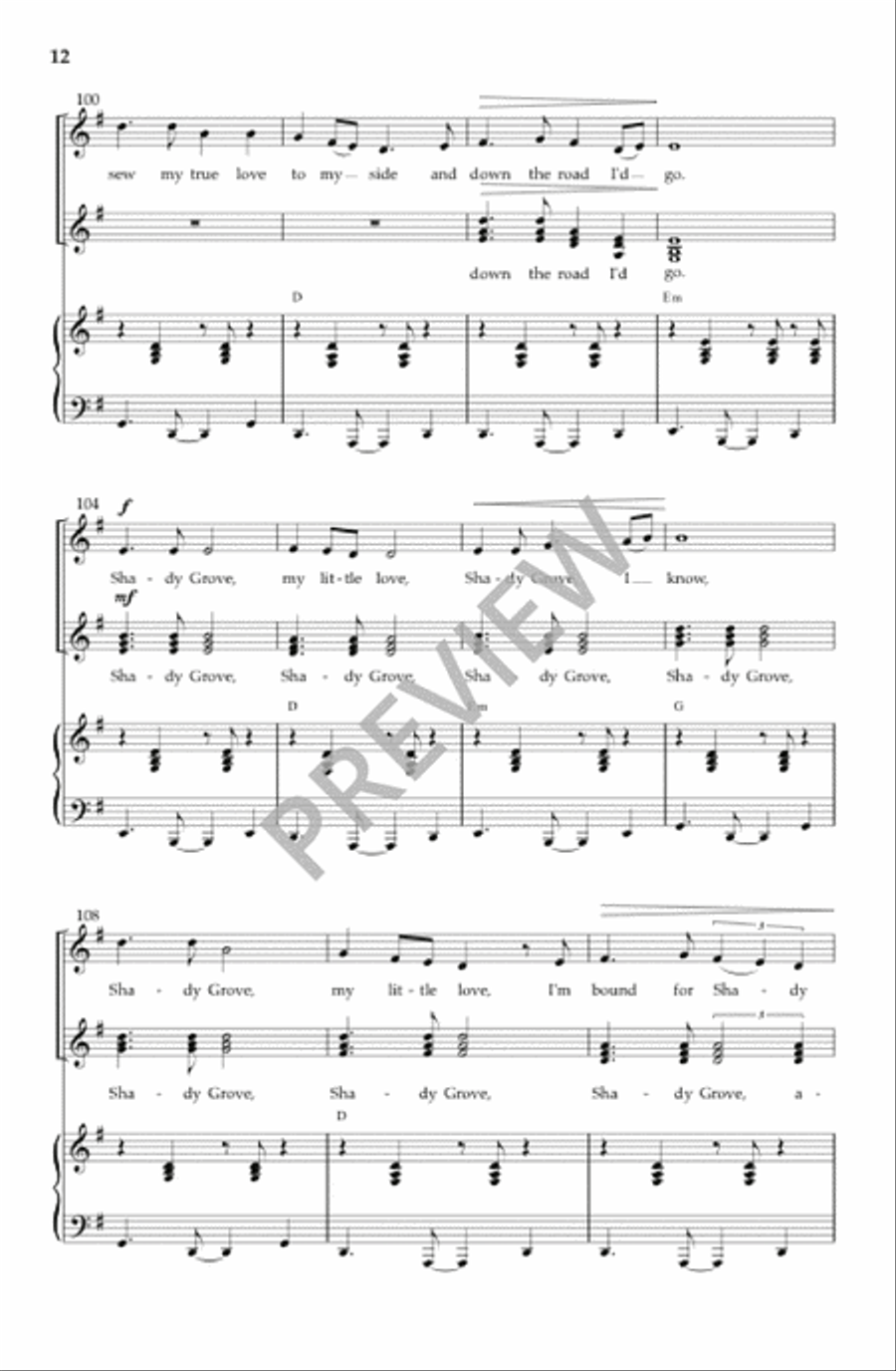 Shady Grove (Vocal Score) SSA scores gallery preview page 13