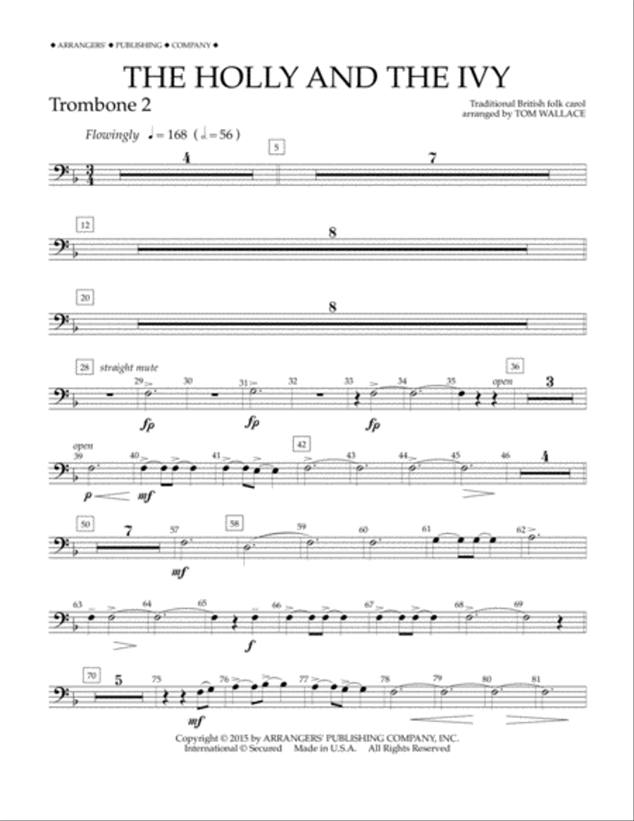 The Holly and the Ivy - Trombone 2 Concert Band scores gallery preview page 1