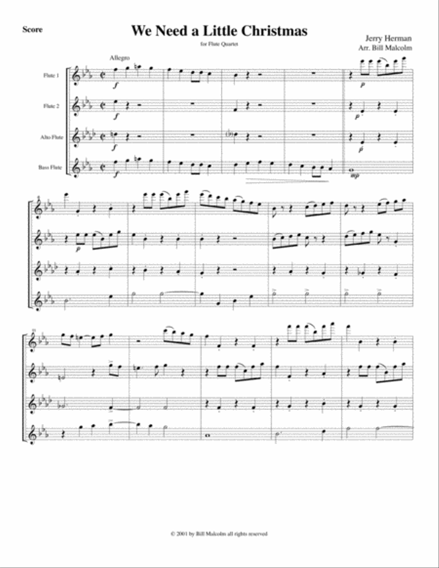 We Need A Little Christmas Woodwind Quintet scores gallery preview page 1