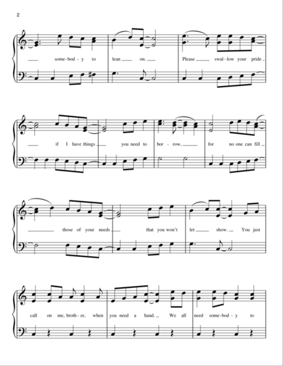 Lean On Me Easy Piano scores gallery preview page 2