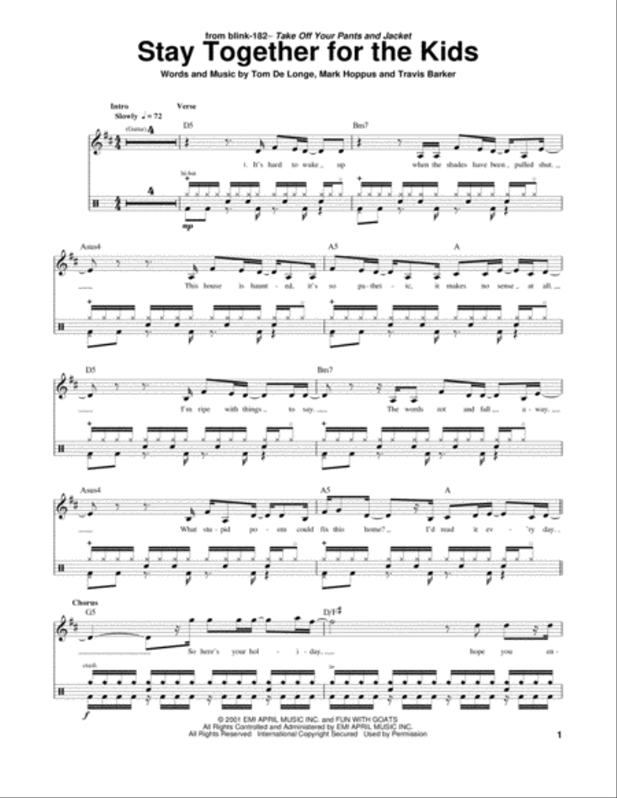 Stay Together For The Kids Drum Set scores gallery preview page 1