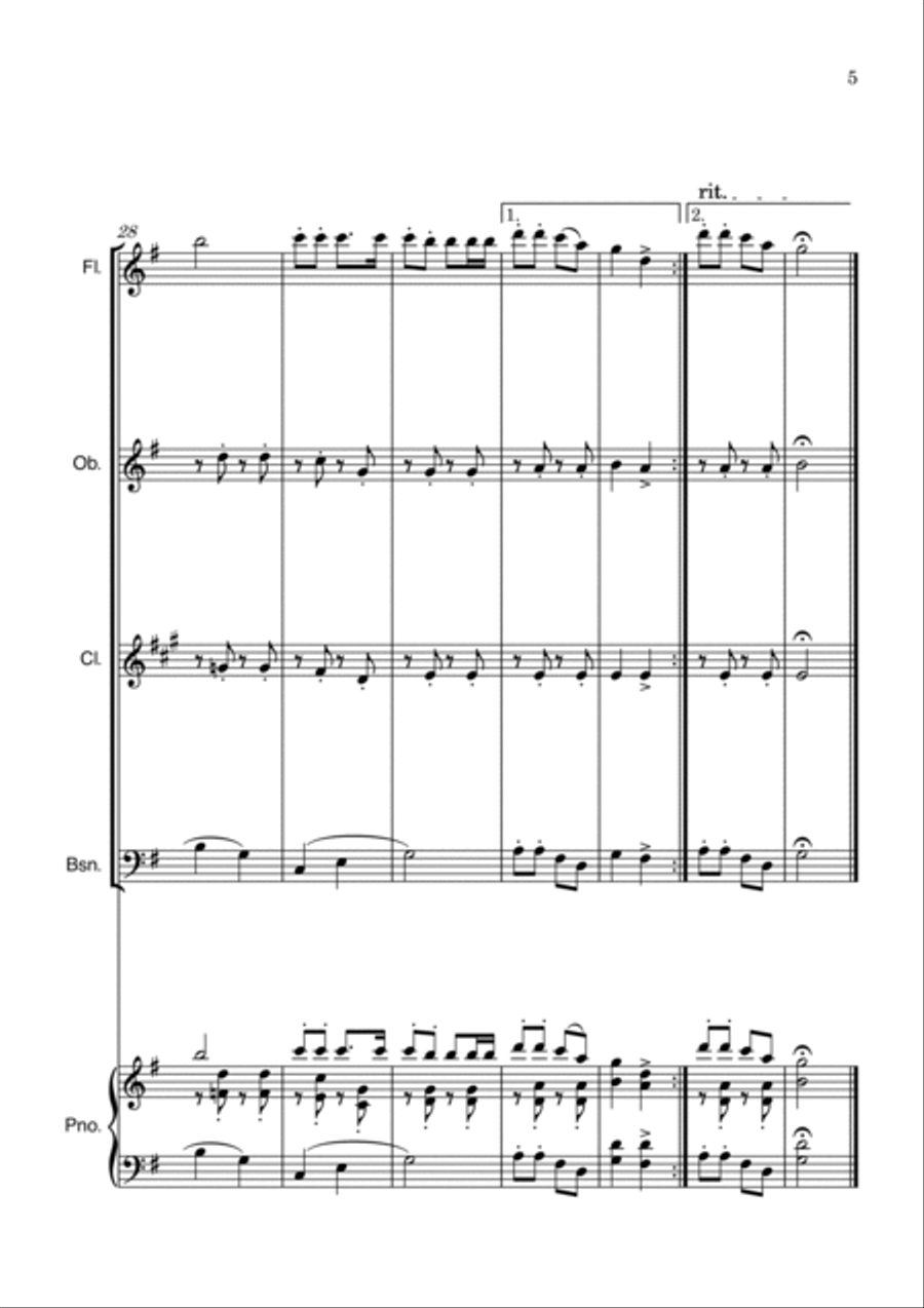 Jingle Bells Woodwind Quartet scores gallery preview page 5