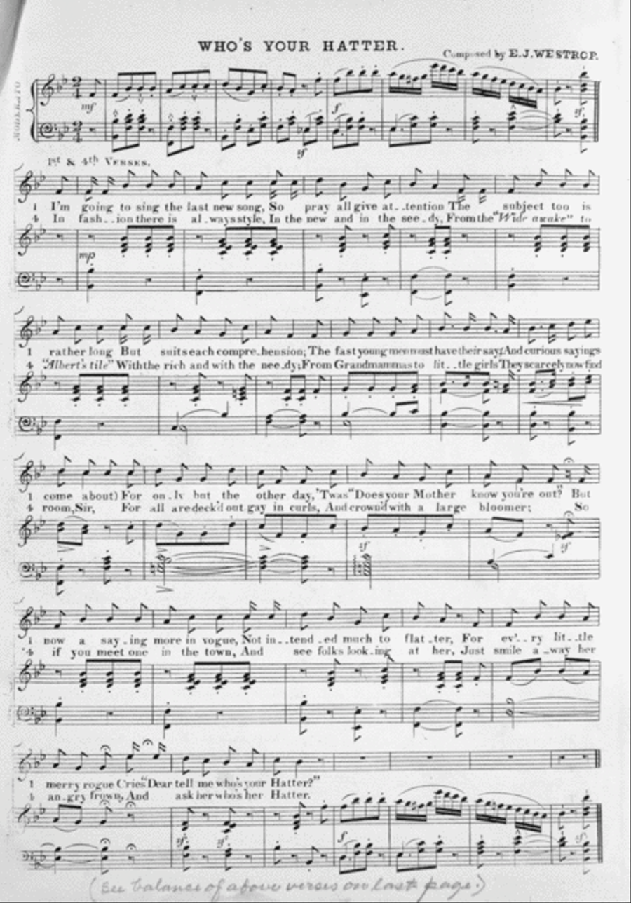 Who's Your Hatter? The Popular Comic Song, and, Who's Your Hatter Polka Voice scores gallery preview page 2