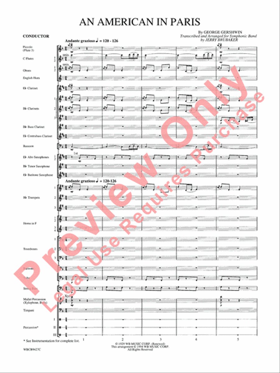 An American in Paris Concert Band scores gallery preview page 3