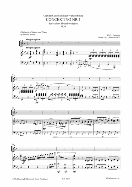 Concertino nr. 1 for Clarinet (Piano Reduction)