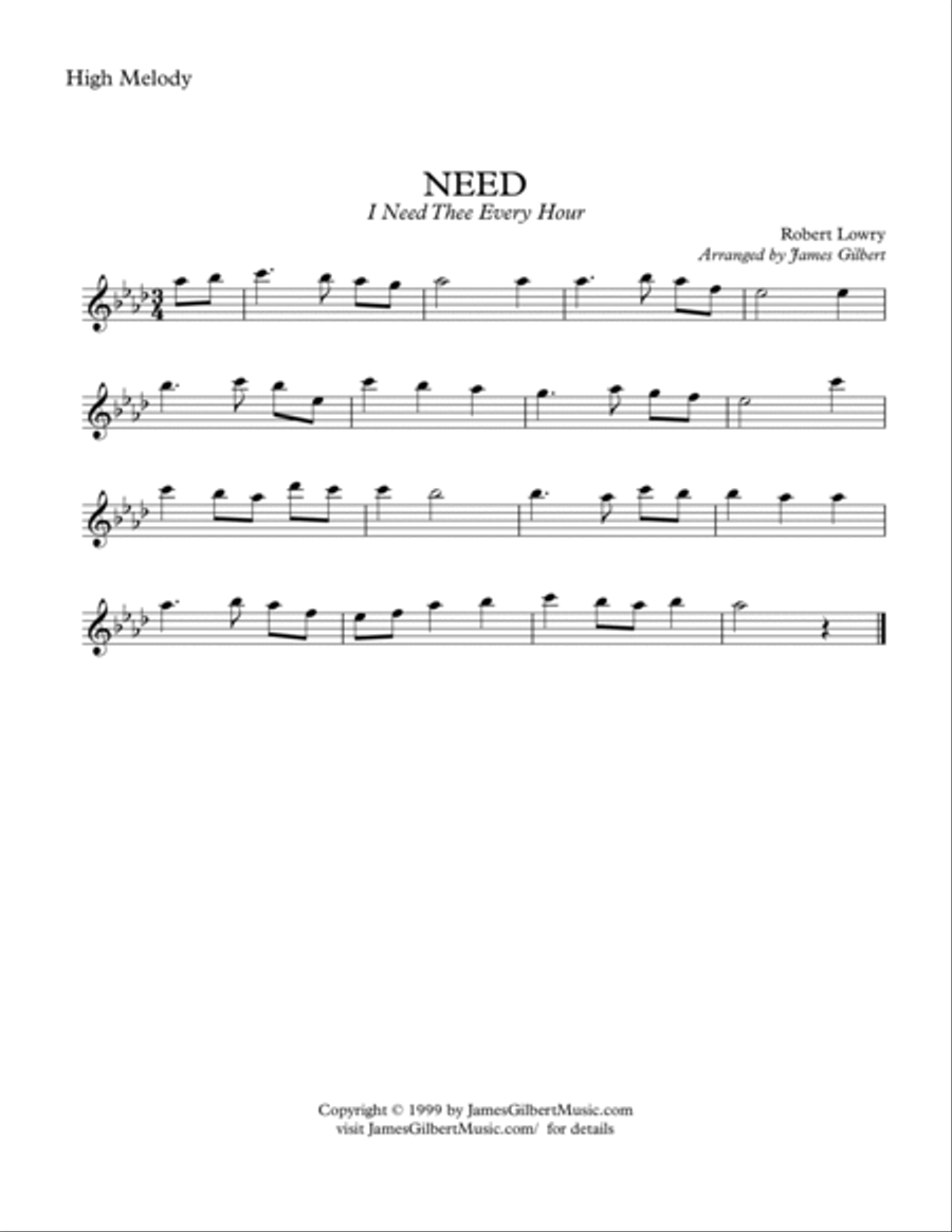 NEED (I Need Thee Every Hour) Small Ensemble scores gallery preview page 3