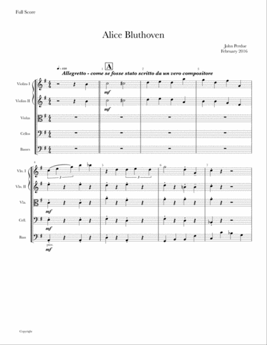 Alice Bluthoven Alice Bluthoven String Orchestra scores gallery preview page 1