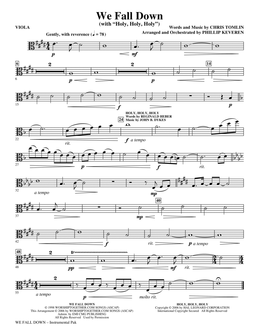We Fall Down (with Holy, Holy, Holy) (arr. Phillip Keveren) - Viola Choir scores gallery preview page 1