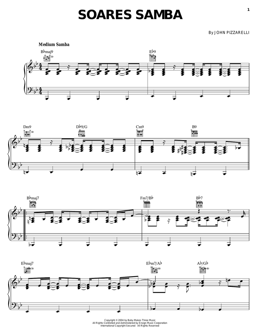 Soares Samba Piano, Vocal, Guitar scores gallery preview page 1