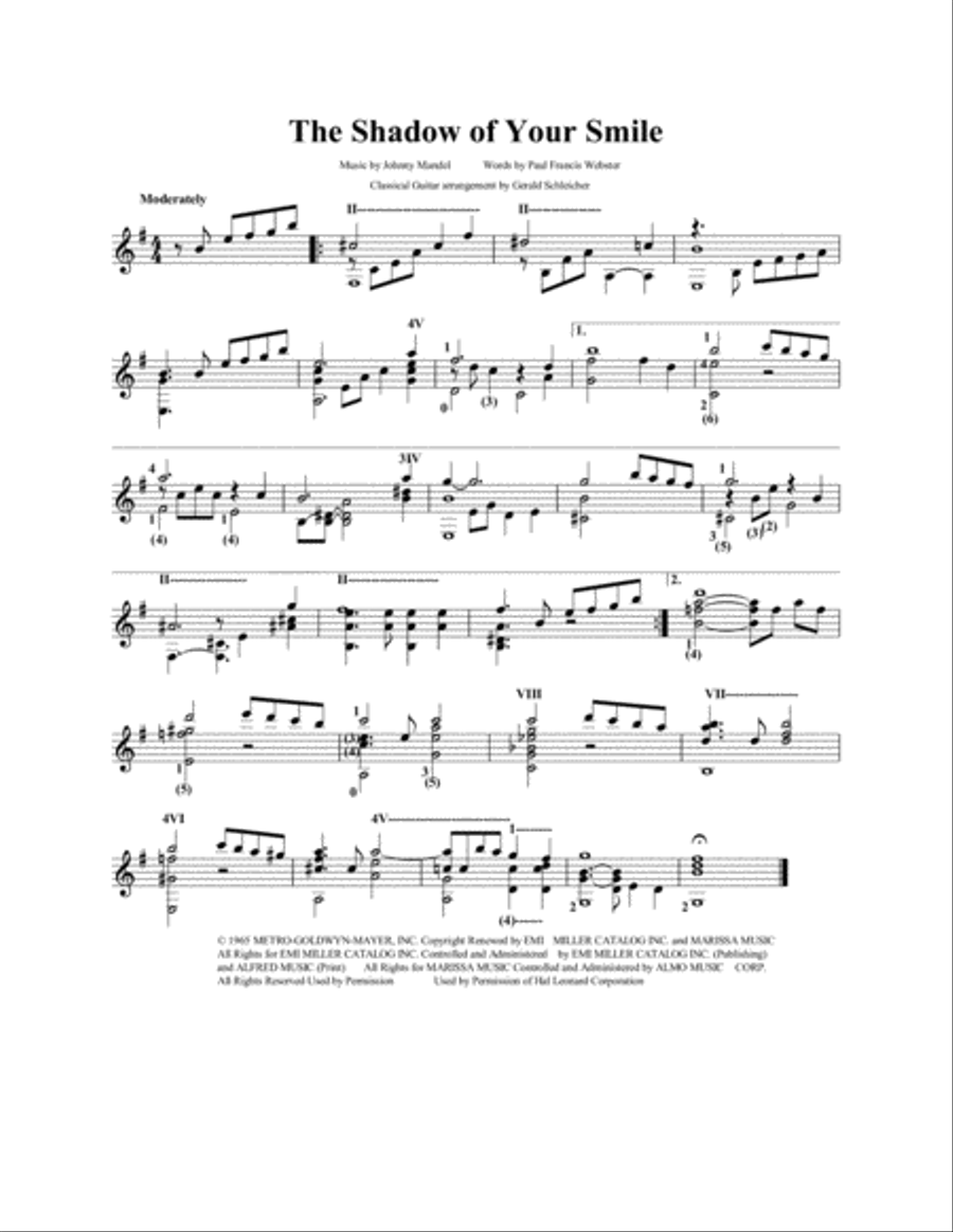 The Shadow Of Your Smile Electric Guitar scores gallery preview page 1